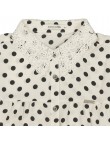 LADIES Polka Dot Lace Collar Top